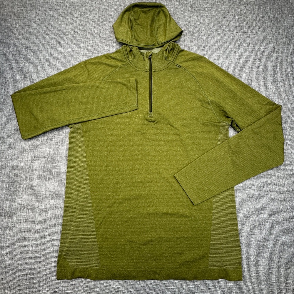 Lululemon Metal Vent Tech Hoodie Mens Medium Green 1/4 Zip Lightweight Running